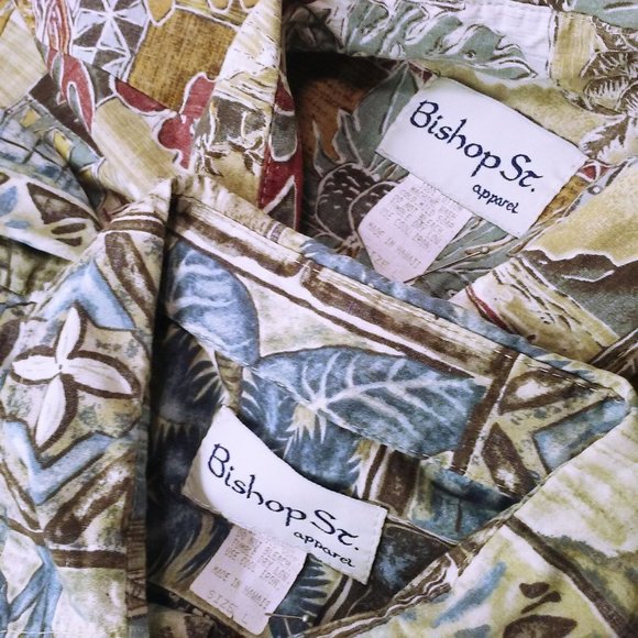 Lot of 2 Vintage Aloha Shirts Bishop Street Hawaii -L Pocket SSL Vents Tropical - Picture 7 of 12